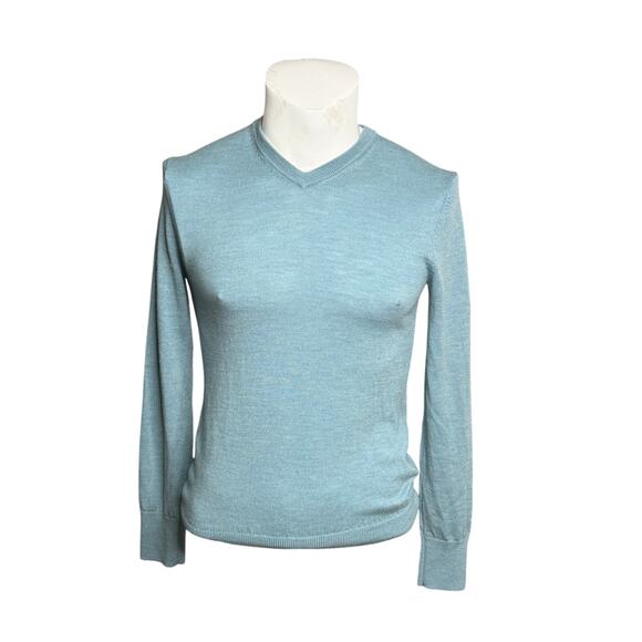 Bonobos Sweater Men's Small 100% Extra Fine Merino Wool VNeck Light Blue - Picture 5 of 5